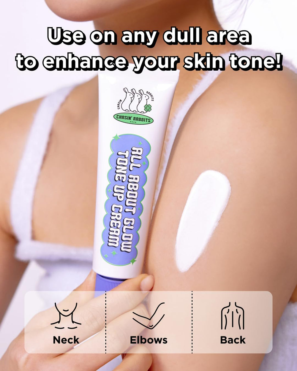 CHASIN' RABBITS All About Glow Tone-up Cream applied for a natural makeup look