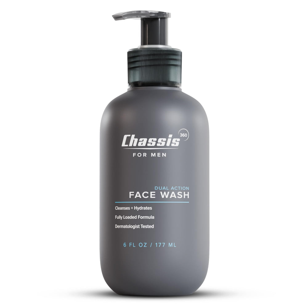 Chassis 360 Dual Action Face Wash bottle with pump for easy daily use