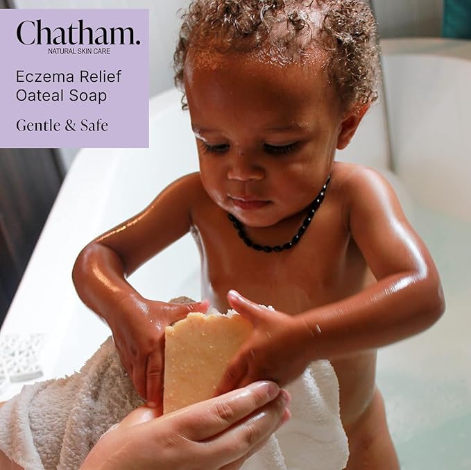 Chatham soap texture close-up highlights creamy lather and gentle feel.