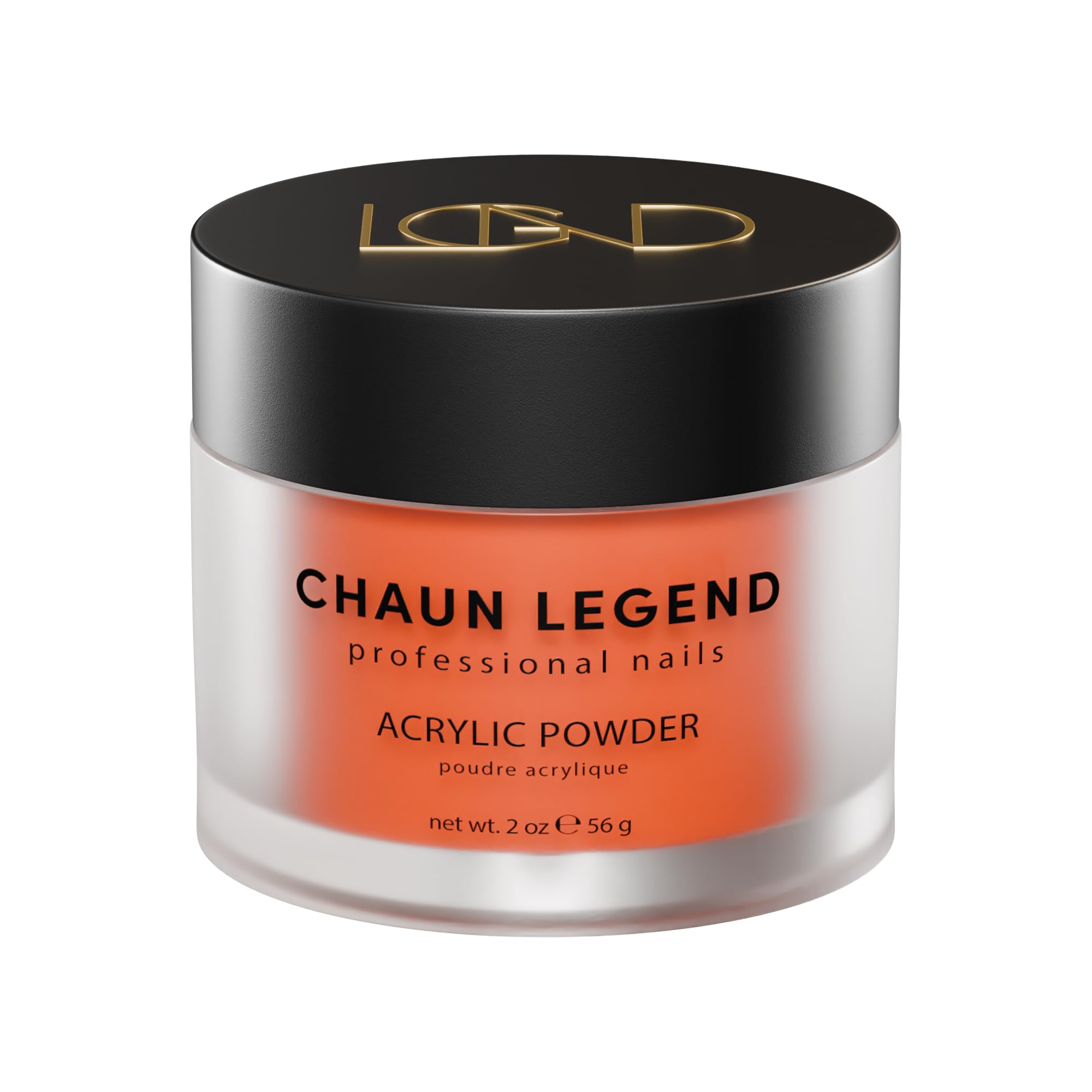 Chaun Legend neon orange acrylic powder for bold nails with salon-grade coverage.
