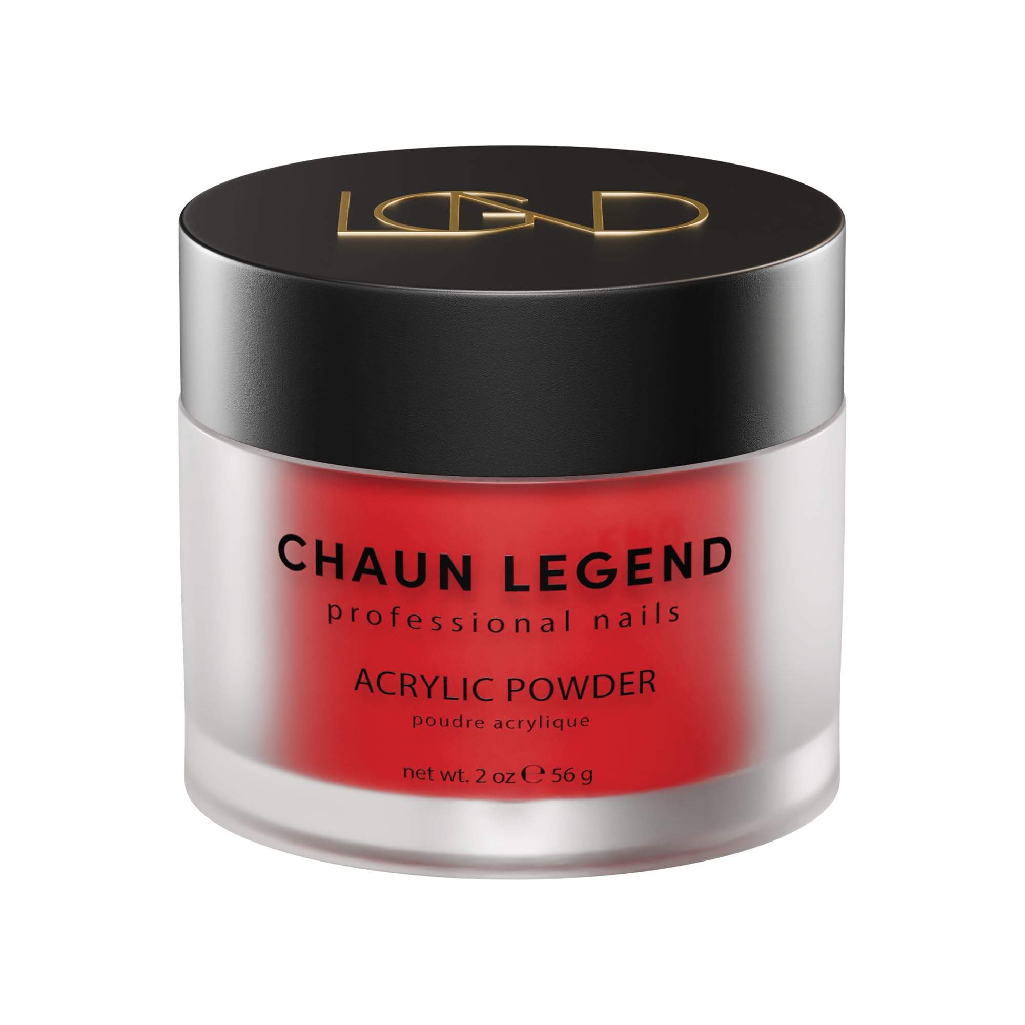 Chaun Legend off-the-shelf red powder for bold, long-lasting nails.