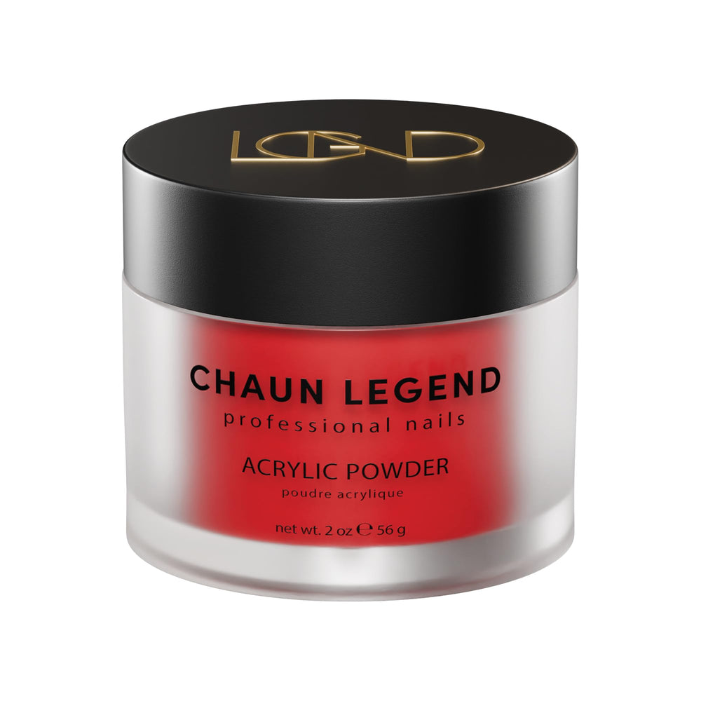 Chaun Legend off-the-shelf red powder for bold, long-lasting nails.