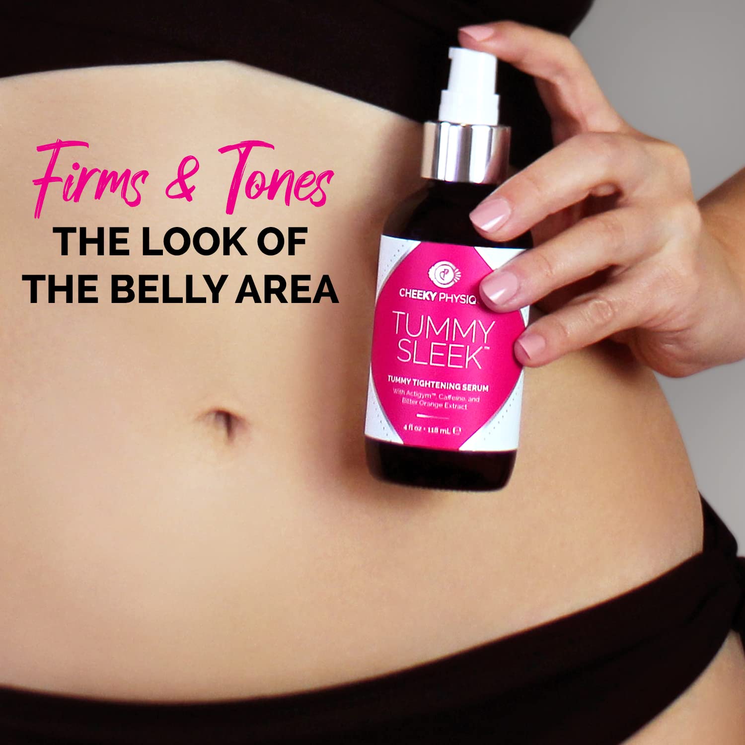 Cheeky Physique Stomach Firming Serum Gel demonstrates quick absorption for smoother skin.