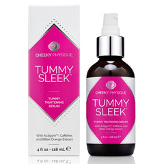 Cheeky Physique Tummy Sleek bottle pump for easy, targeted firming during daily routines.