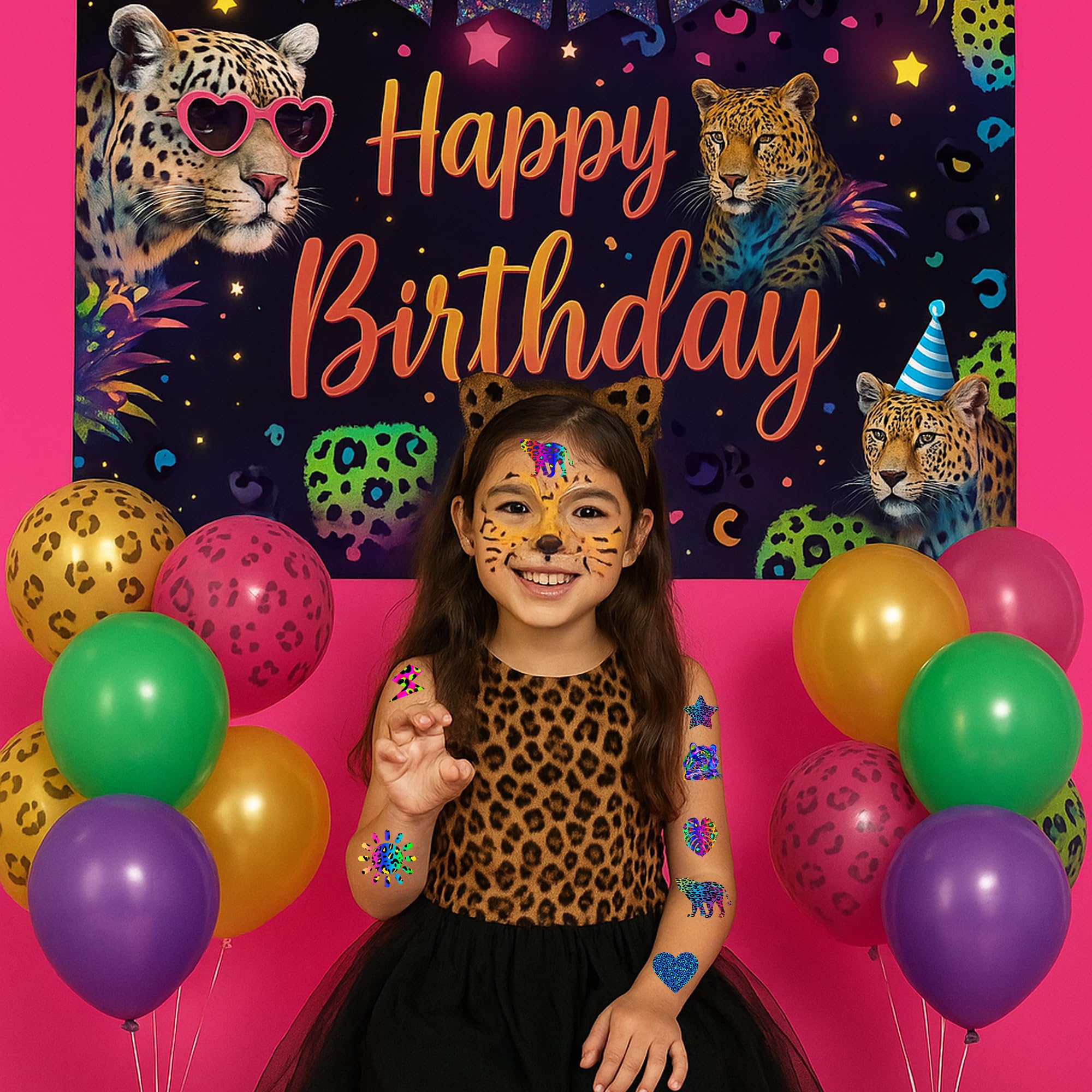 Cheetah tattoos on eco-friendly paper emphasize non-toxic materials.