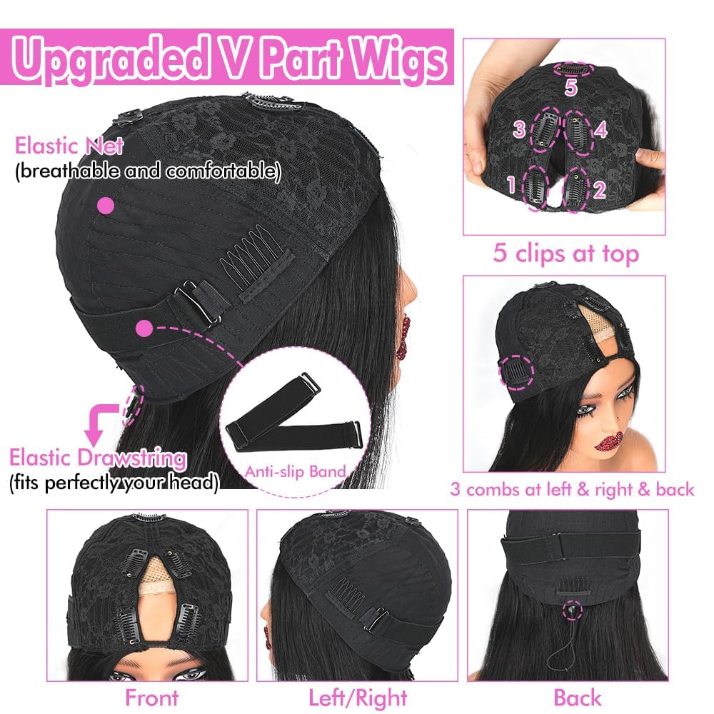 CHEETAHBEAUTY V Part wig clip-in in use demonstrates quick styling