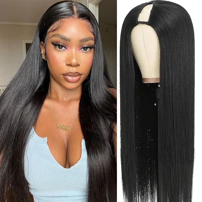 CHEETAHBEAUTY V Part wig front view with natural blend and clip-in ease