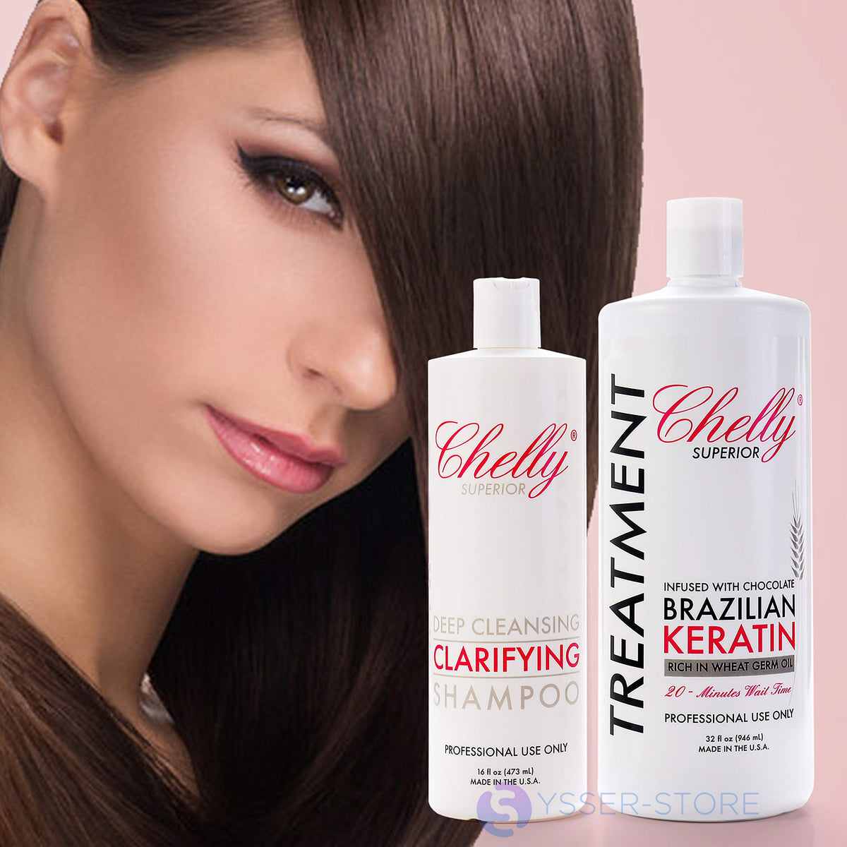 CHELLY Superior Keratin Chocolate Treatment bottle for frizz control and shine.