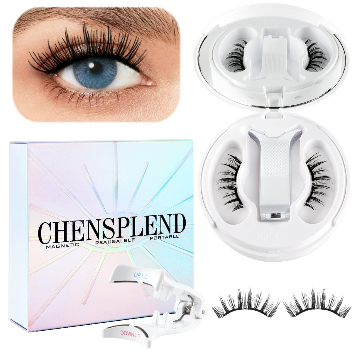 CHENSPLEND natural-style magnetic lashes for an effortless all-day look.