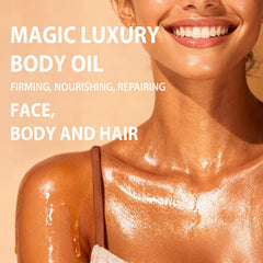 CHEOKINGBA Body Firming Oil texture being applied for quick absorption.