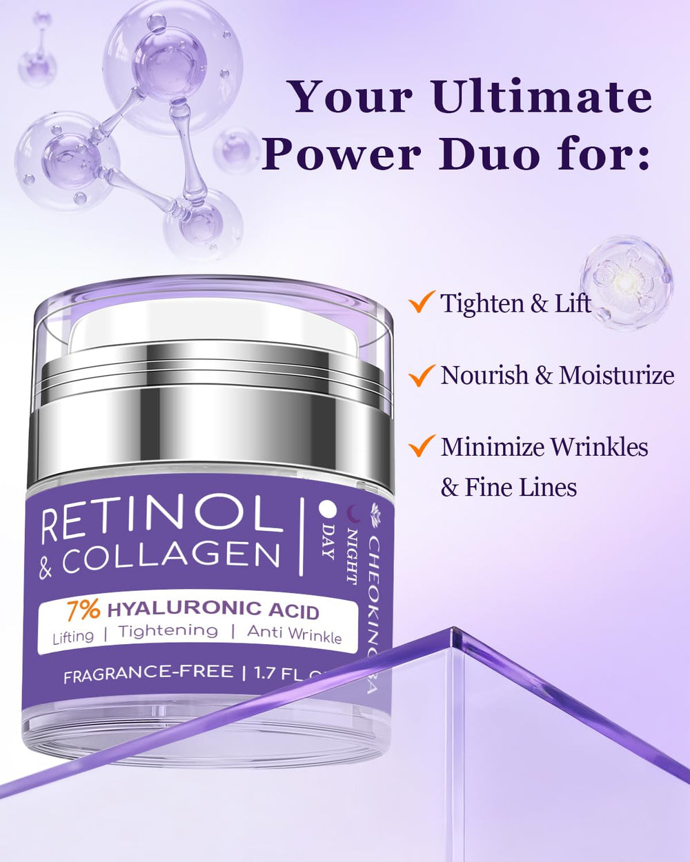 CHEOKINGBA neck firming cream décolleté application shows smooth coverage for neck area.