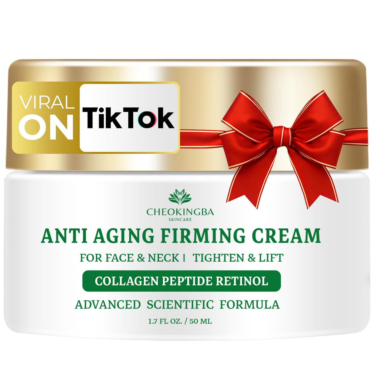 CHEOKINGBA Tighten Neck Cream jar with rich texture for firming benefits.