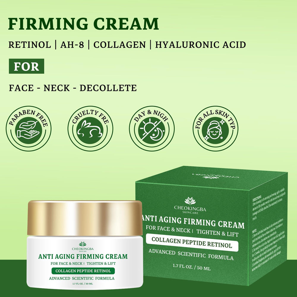 CHEOKINGBA Tighten Neck Cream packaging box shown beside jar for gifting.