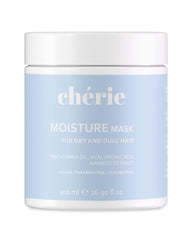 cherie Deep Conditioning Hair Mask bottle highlights hydrating macadamia oil for dry hair.