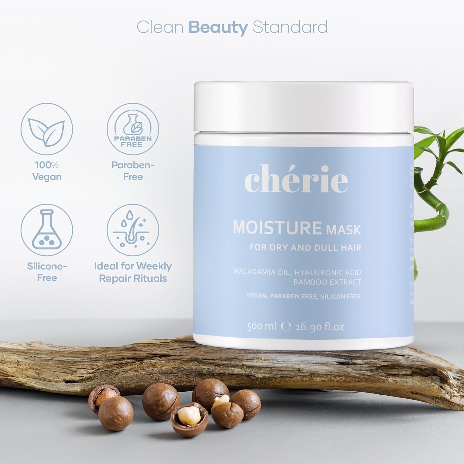cherie Deep Conditioning Hair Mask applying for soft, glossy hair texture.