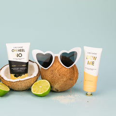 Cocoa butter swirl highlighting rich moisturization for dry hands.