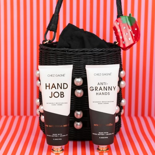 Chez Gagné hand cream jojoba oil ingredient close-up for nourishing moisture.