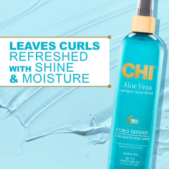 CHI Aloe Vera Curl Reactivating Spray mid-scrunch motion shaping curls
