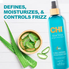 CHI Aloe Vera Curl Reactivating Spray on damp hair enhancing curl definition