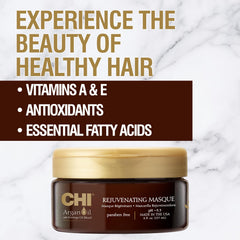 CHI Argan Oil Rejuvenating Masque pump bottle showing even application.