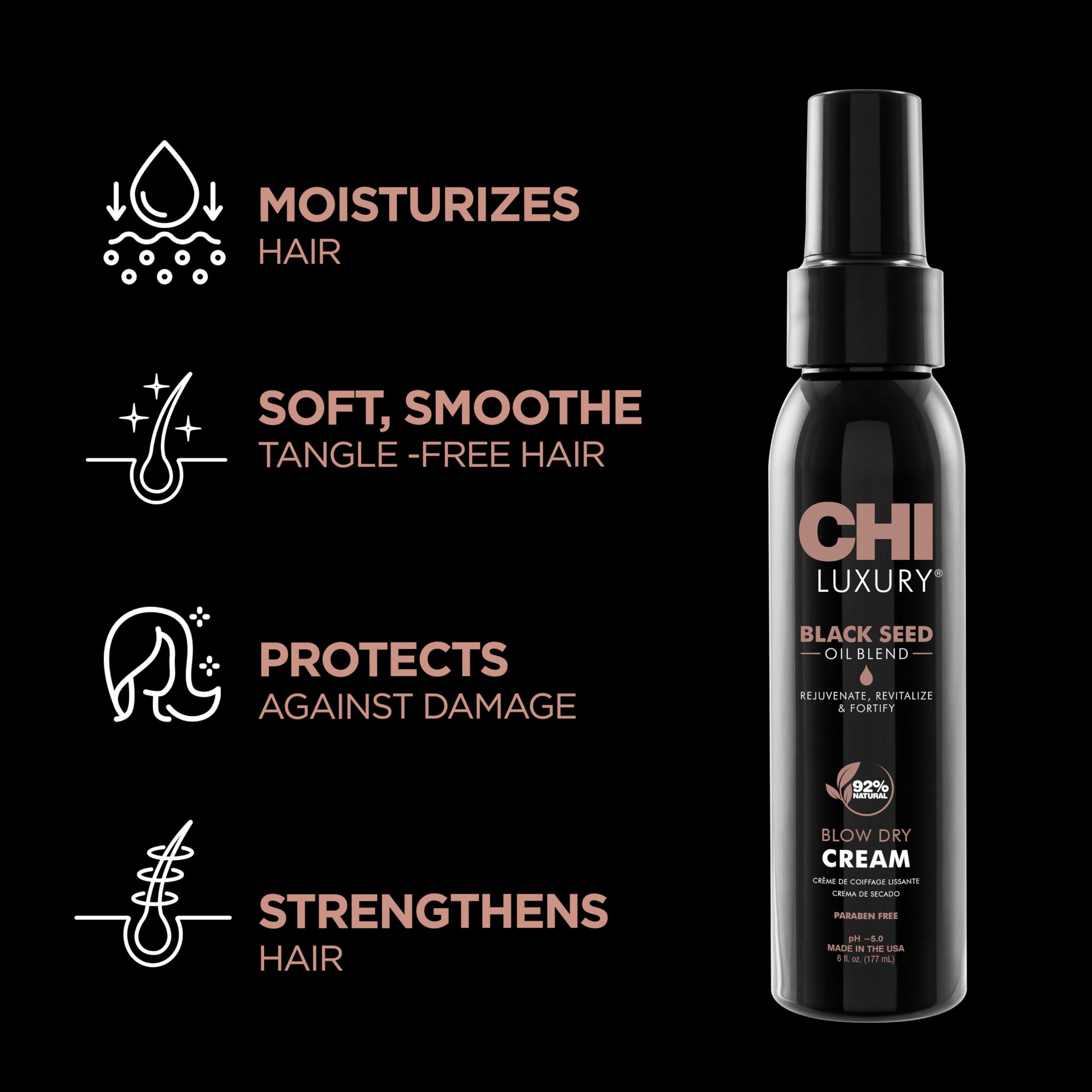 CHI Blow Dry Cream pump for easy, even application and sleek results.