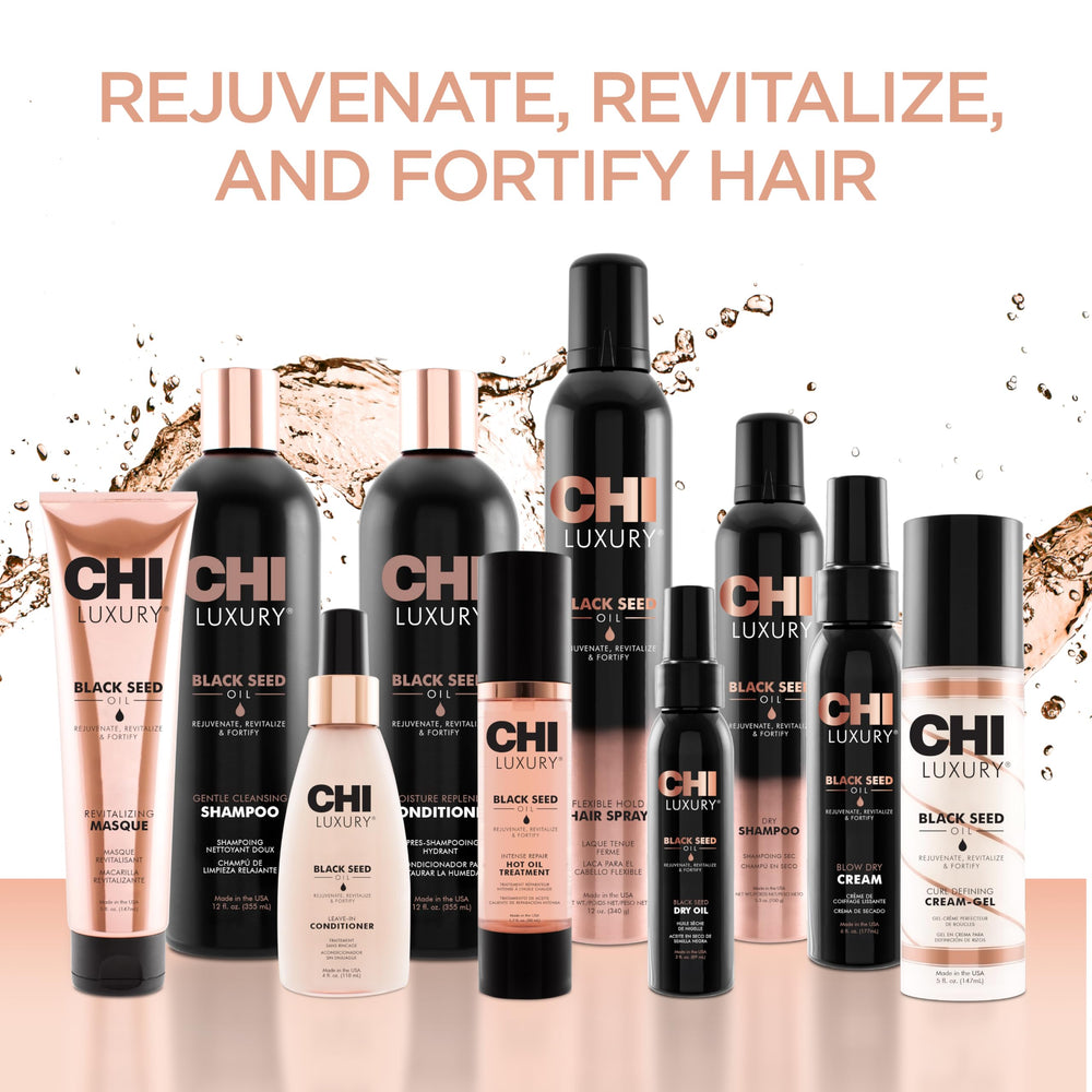 Counter display of CHI Black Seed Oil product evoking professional care