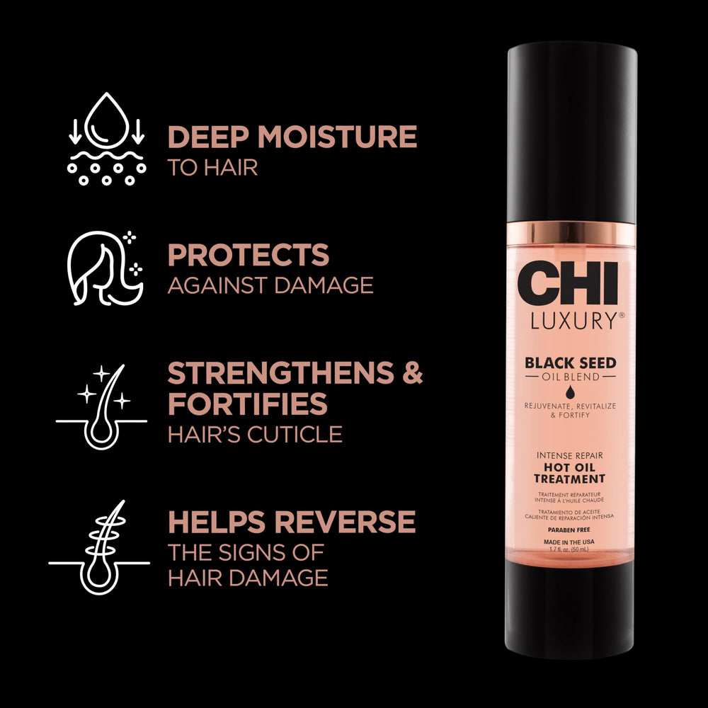 CHI Luxury Black Seed Oil pour demonstrates quick application and rich texture