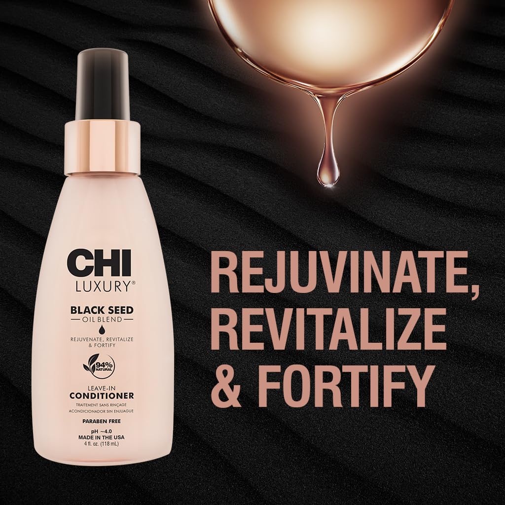 CHI Luxury Black Seed Oil Leave-In spray mist detangles hair quickly.