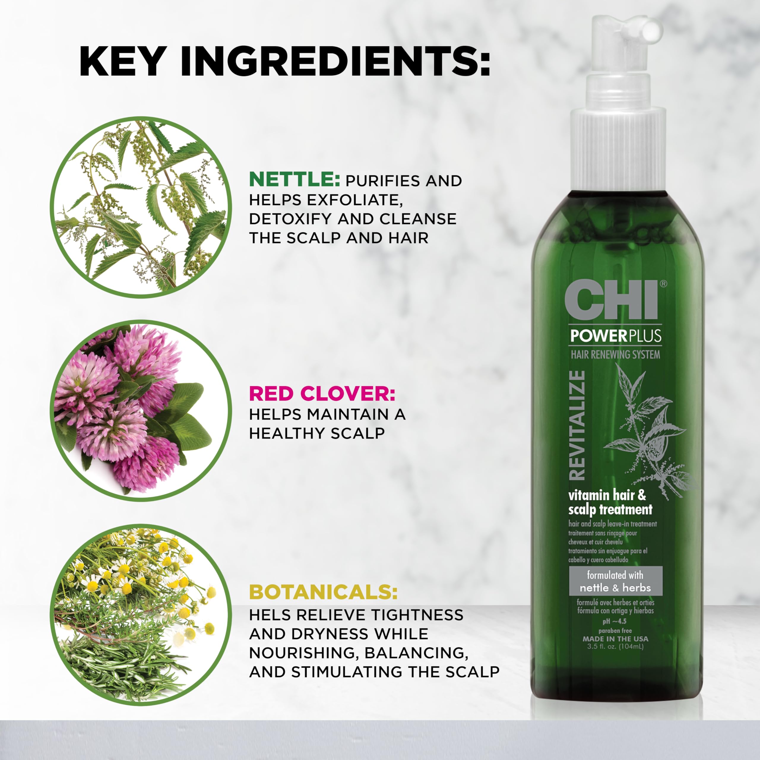 CHI PowerPlus daily scalp massage application; promotes even distribution.