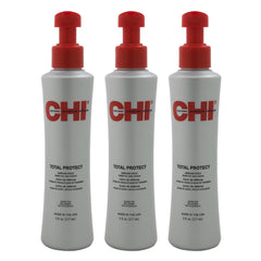 CHI Total Protect lotion bottle in a 3-pack delivers moisture and UV protection for healthier-looking hair.