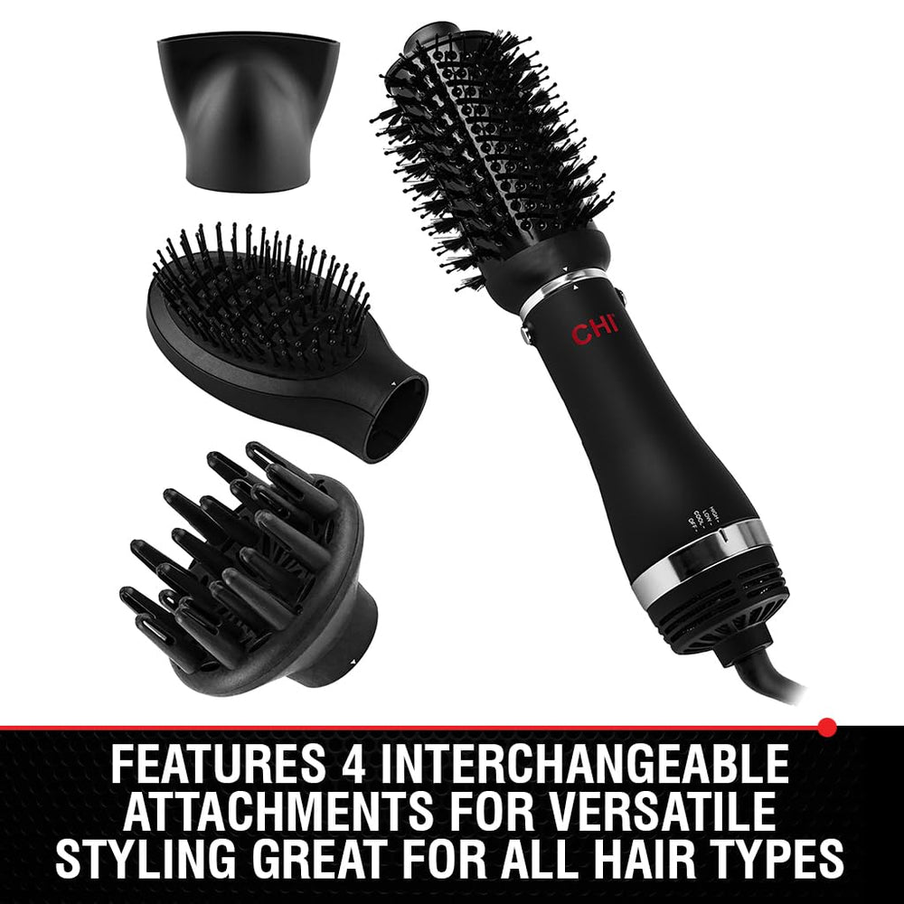 CHI Volumizer 4-in-1 blowout brush paddle brush for a smooth finish.