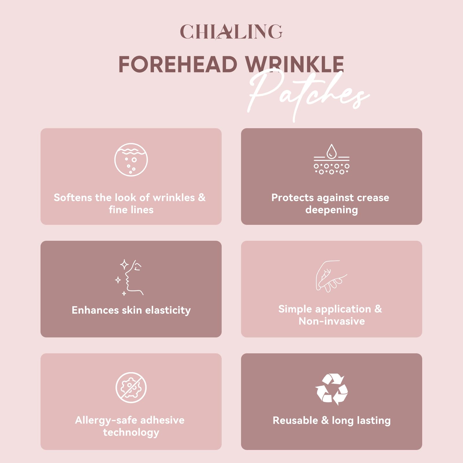 Chialing forehead patches use breathable silicone for comfortable wear.