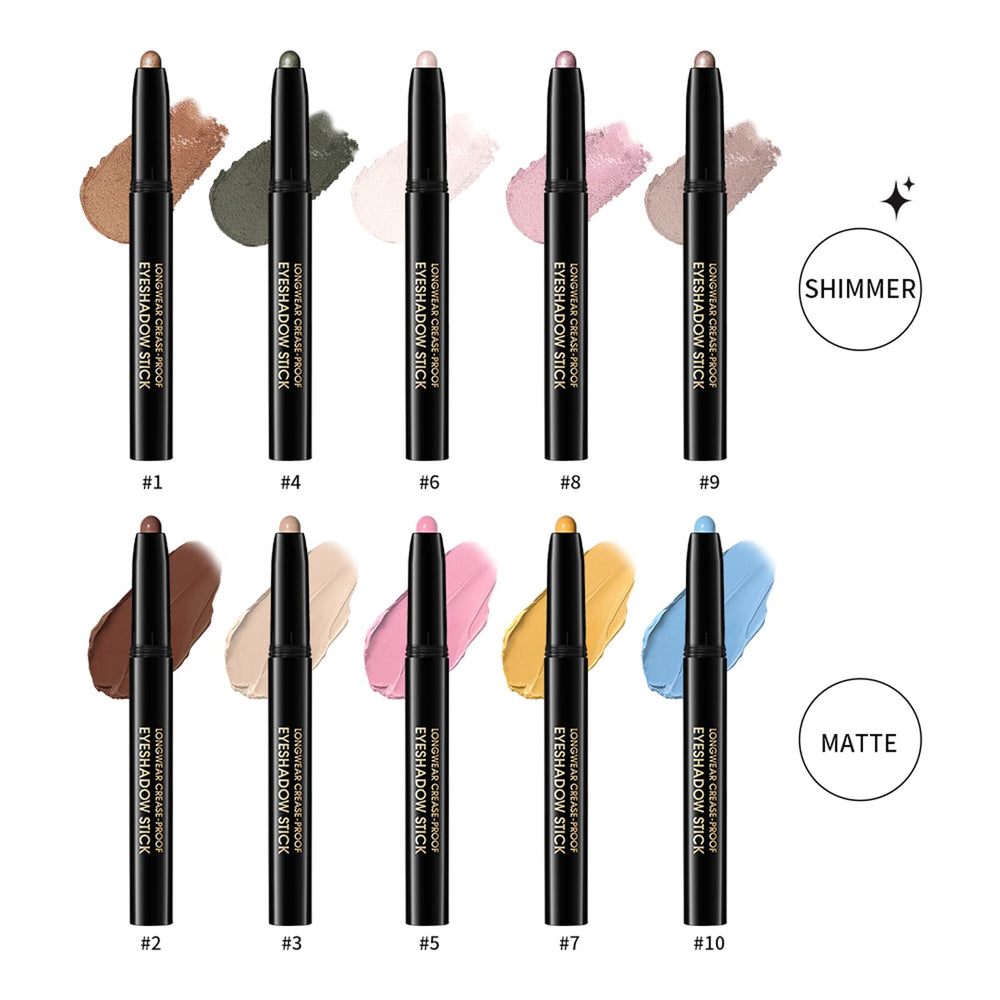 Chifure Eyeshadow Stick matte and shimmer finishes in a collection
