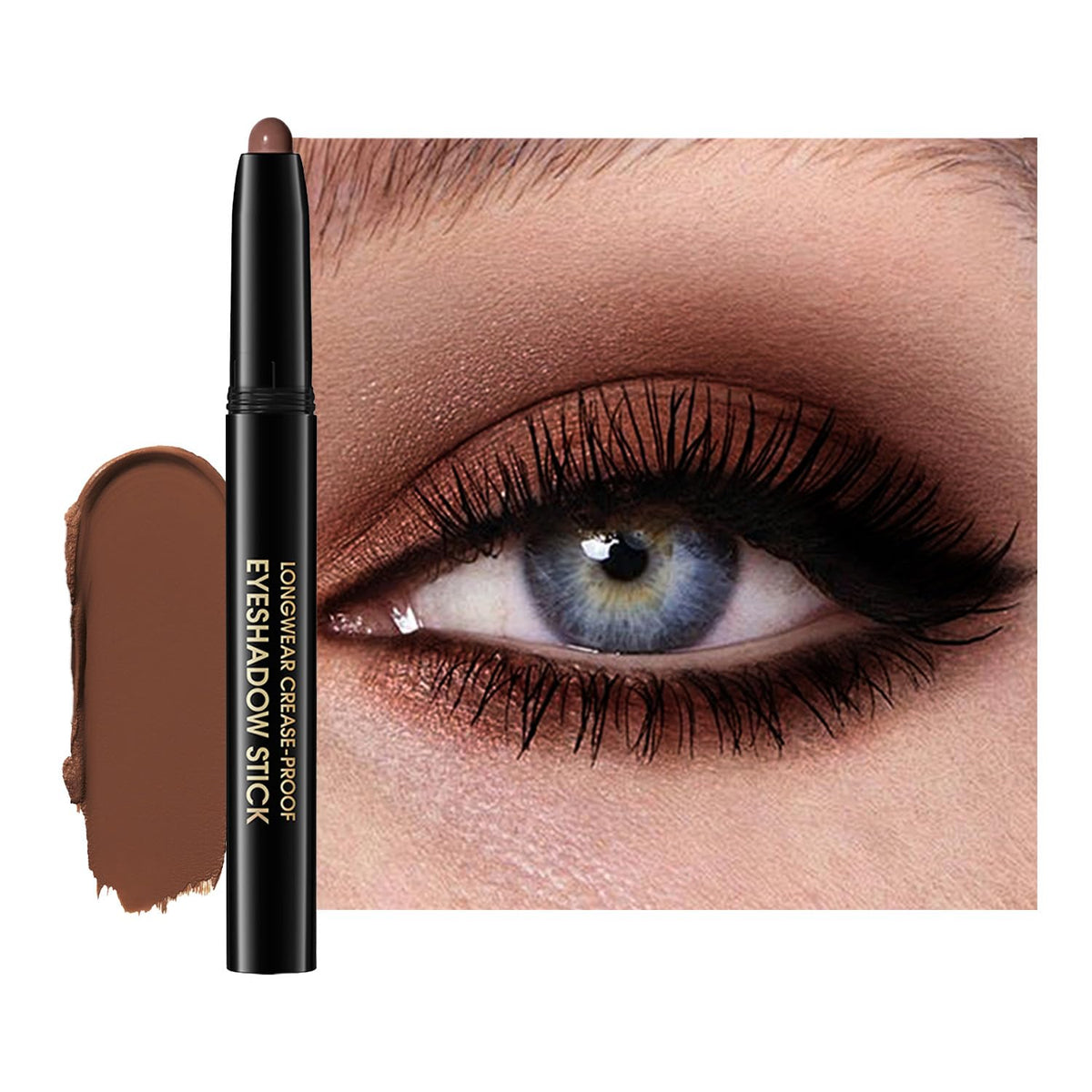Chifure Eyeshadow Stick pecan on lid for long-lasting shimmer