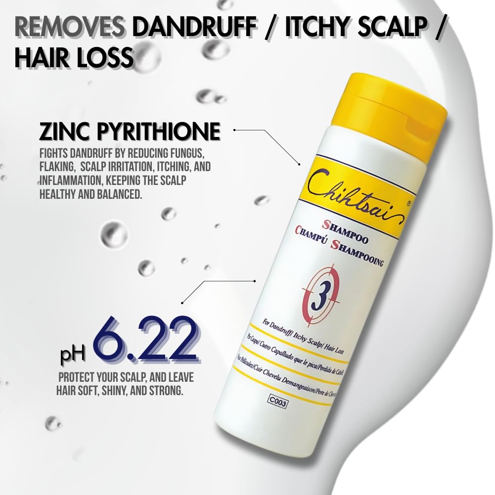 Chihtsai No.3 shampoo dandruff-clarity, reduces flakes and clarifies the scalp.