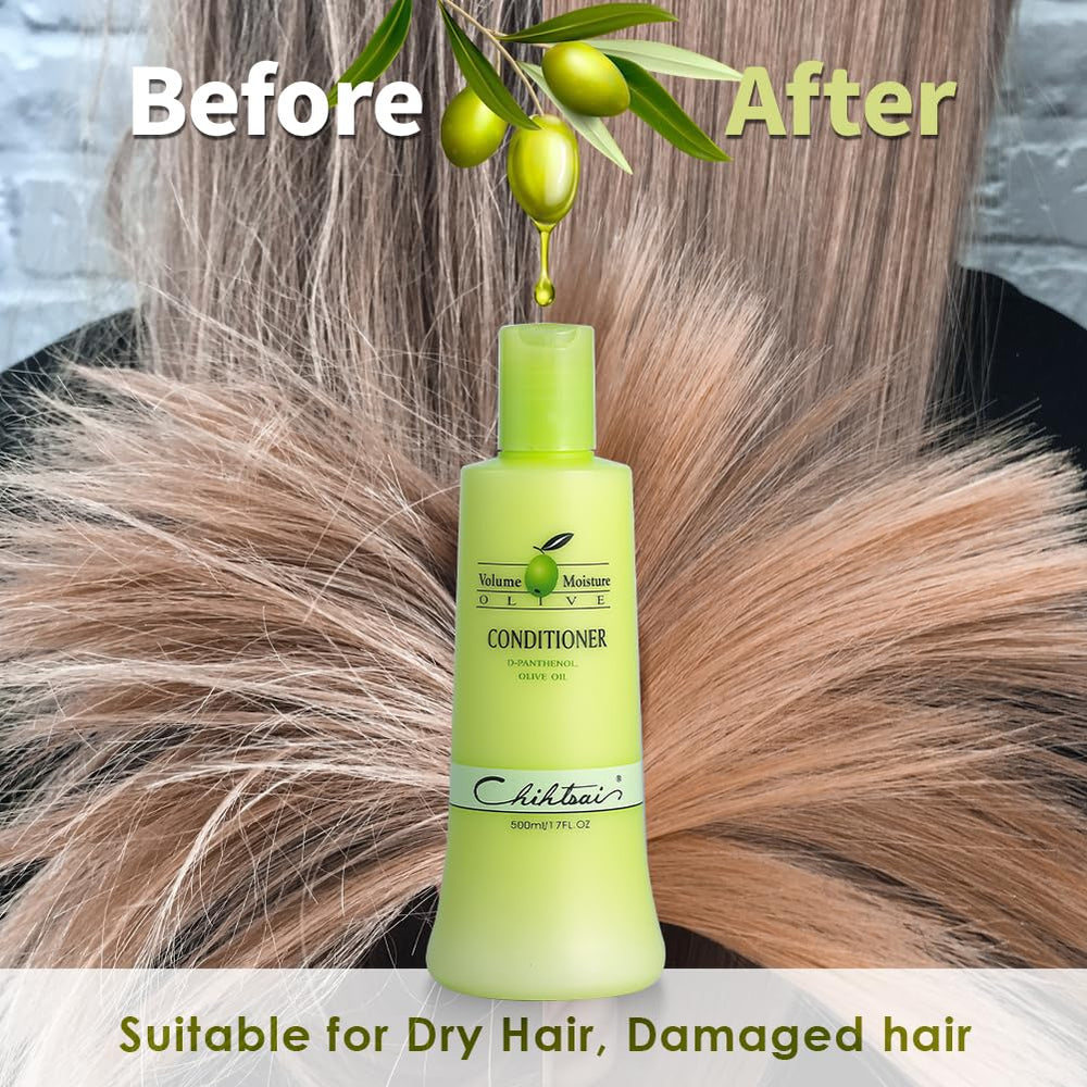 Chihtsai Olive Conditioner on towel-dried hair for easier styling