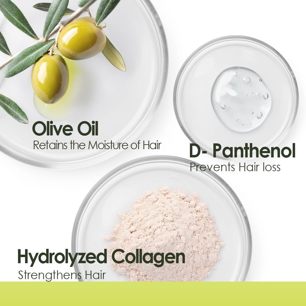 Chihtsai Volume Moisture Olive Shampoo applying on hair to cleanse.