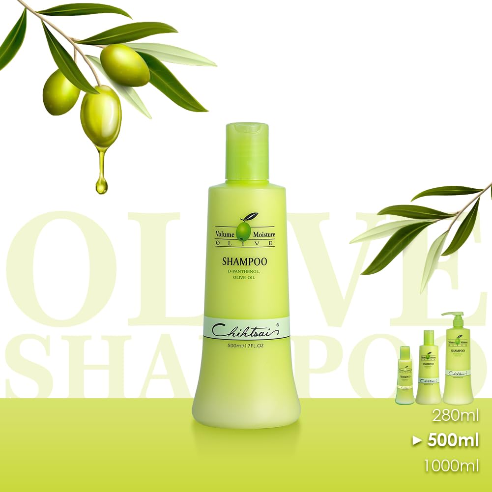 Chihtsai Volume Moisture Olive Shampoo lather demonstrating smoothing wash.