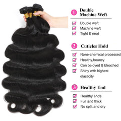 Chikamlty Brazilian body wave weave detail showing tight machine weft for durability.