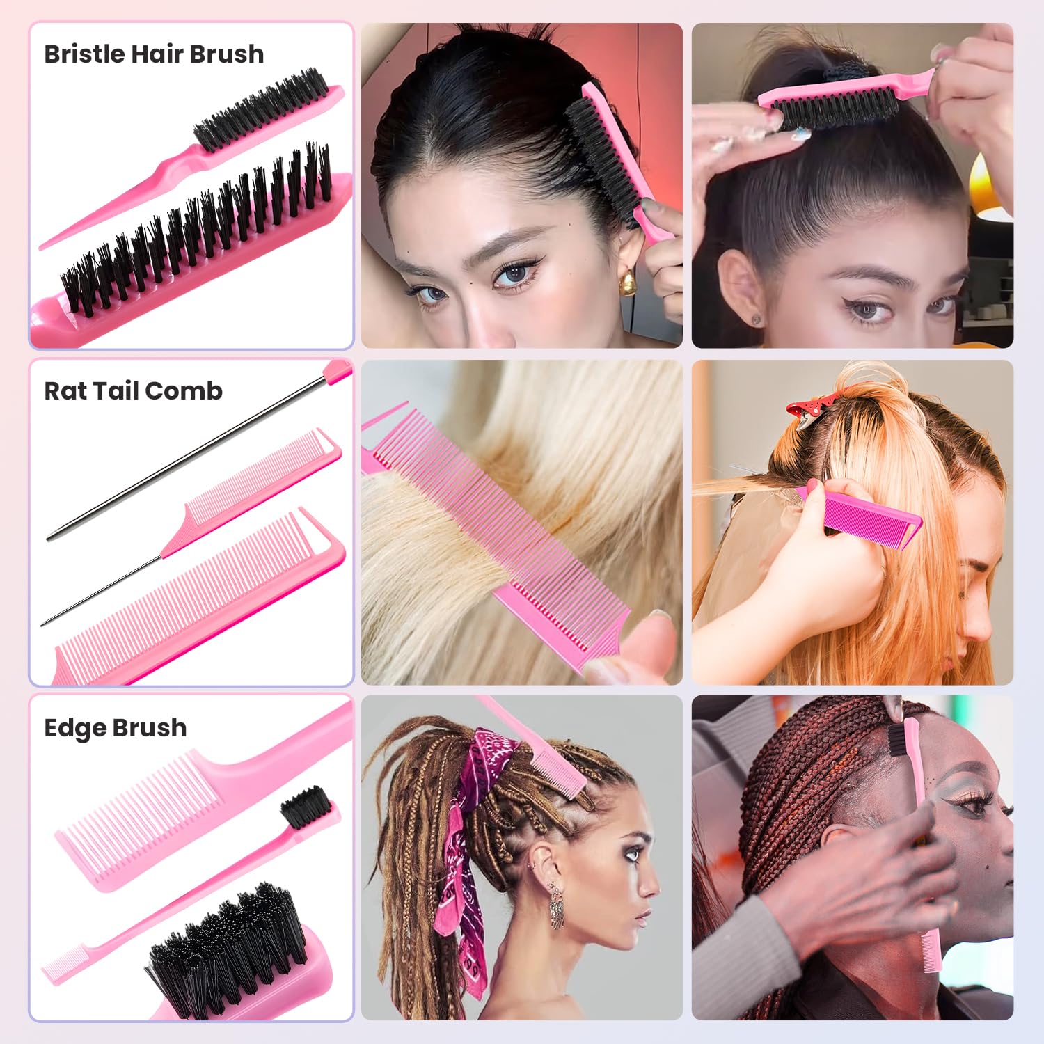 Chikyo Rat Tail Comb sections hair for precise coloring applications