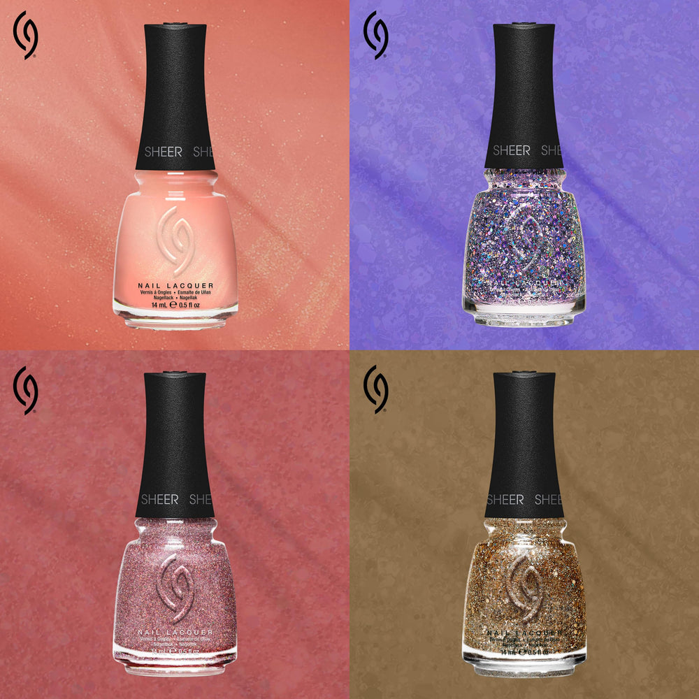 China Glaze Fairy Dust long-wear image suggests durable color with sparkly finish.