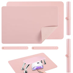 Chiplesier nail art table mat pink side showing anti-slip surface for stable manicures