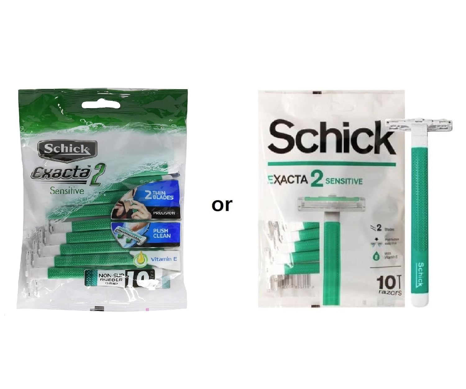 CHLIFE Schick Exacta2 rubber micro-cushion handle detail.