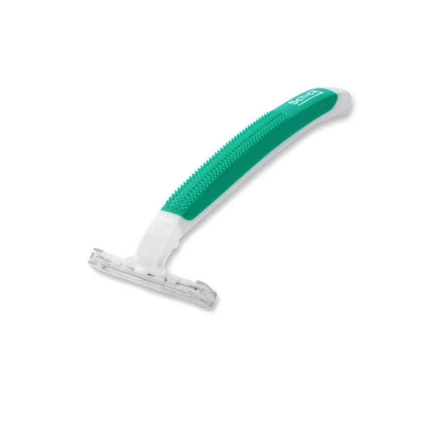 CHLIFE Schick Exacta2 twin blades closeup for a precise shave.