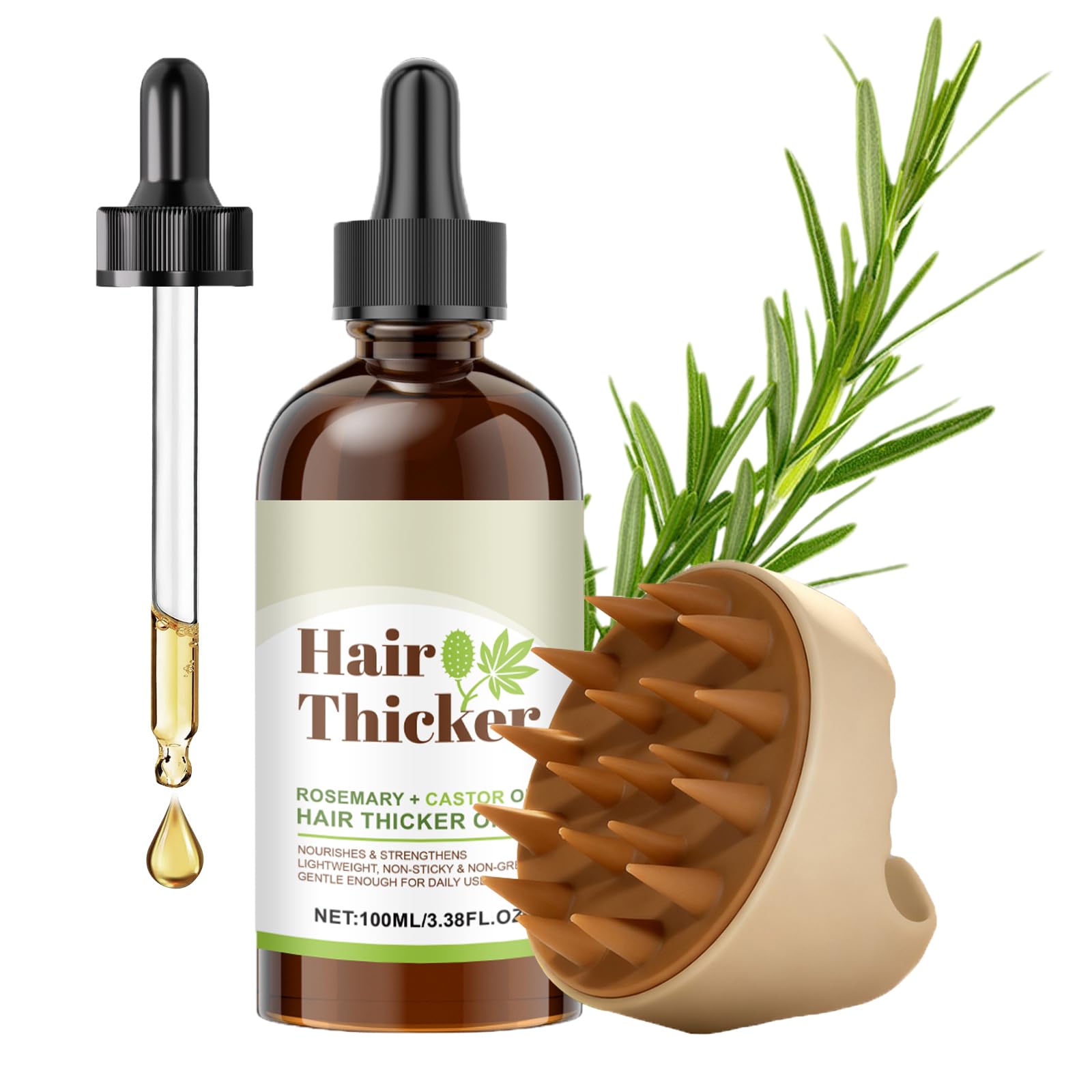 ChLNDalin organic rosemary and castor oil bottle adds nourishing shine for dry hair.