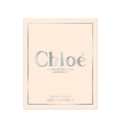Chloé Leau Lumineuse packaging close-up highlights branding and elegance.