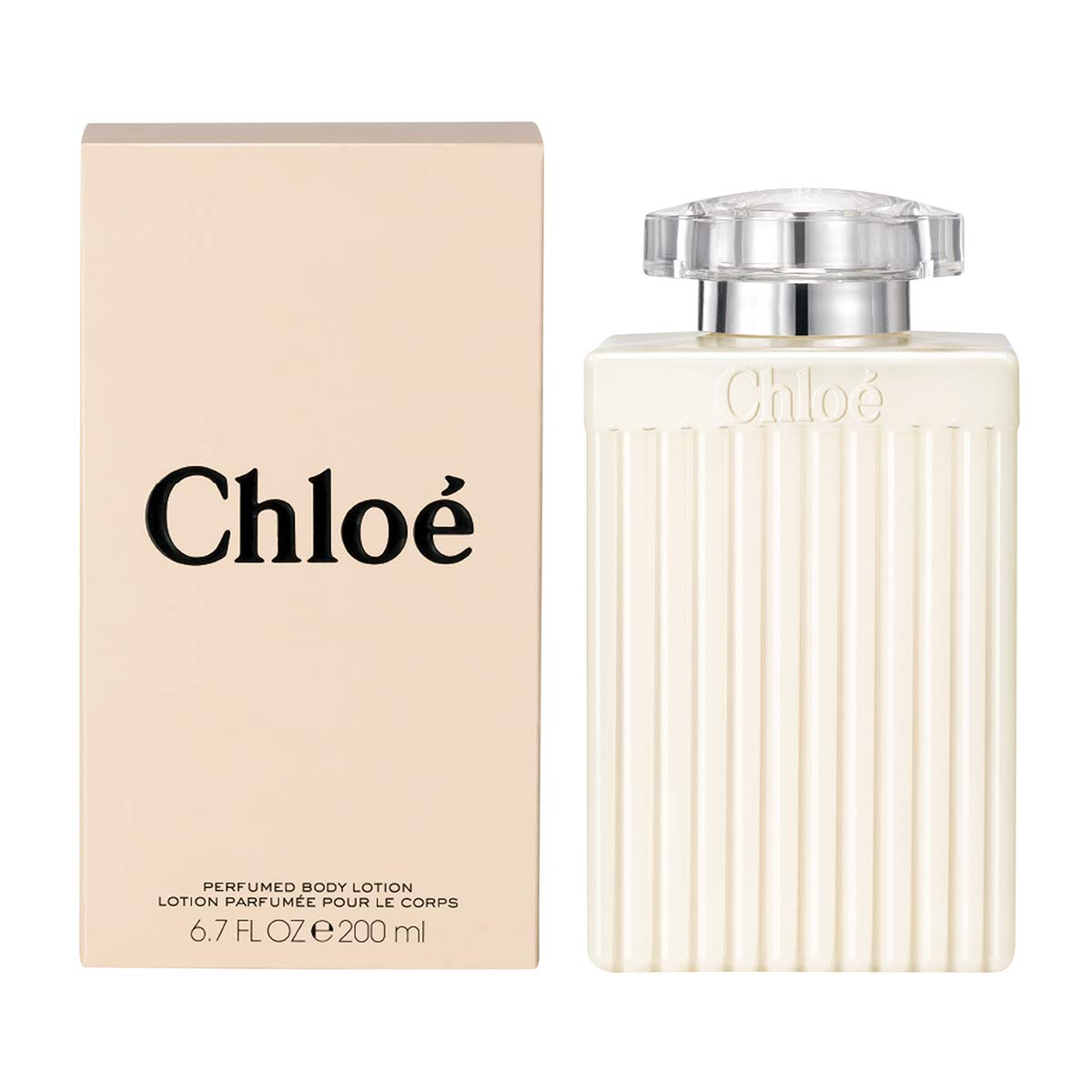 Chloe perfumed body lotion bottle close-up highlighting moisturizing formula for soft skin