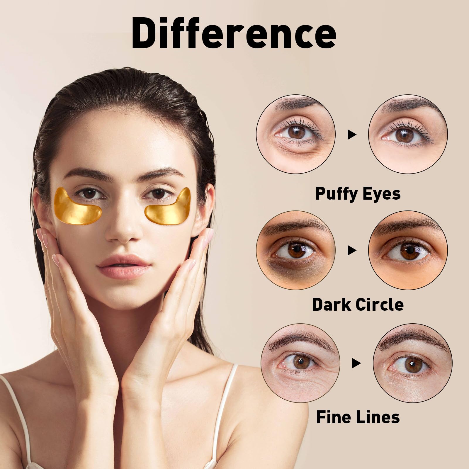 CHMI patches worn under eyes for a refreshed look and reduced puffiness