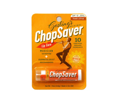 ChopSaver SPF15 lip balm tube protects lips during sunny rehearsals.