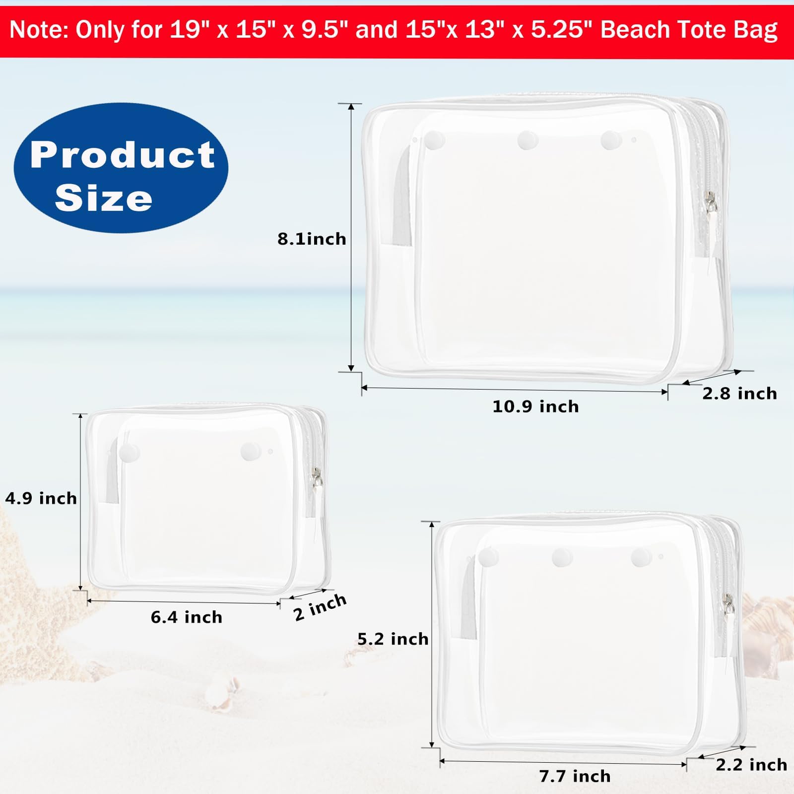 Choshion medium clear insert bag stores cosmetics during travel.